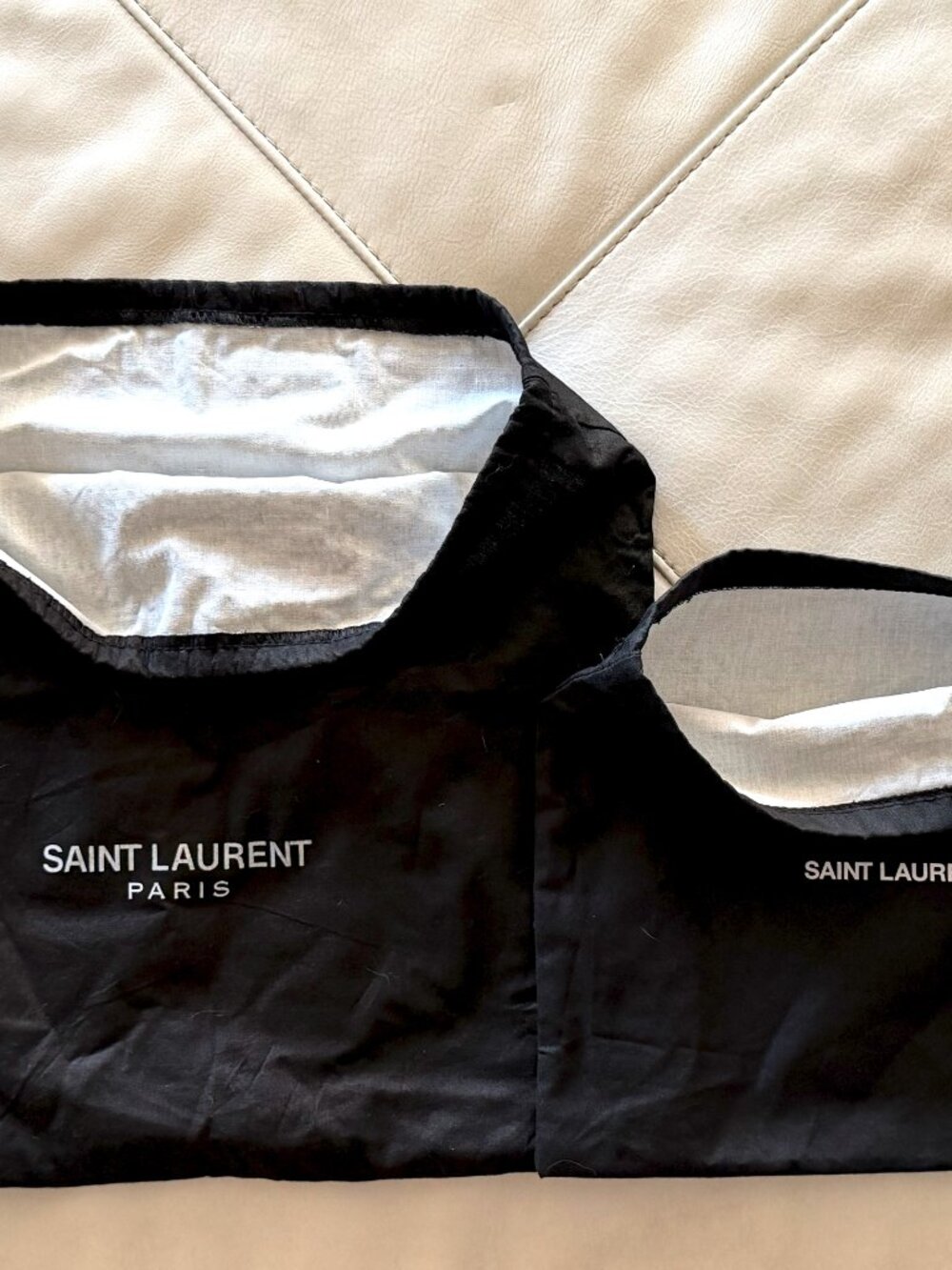 Saint Laurent YSL Black Cotton Lined Dust Bag Set of 2 | 15x15 & 11x10